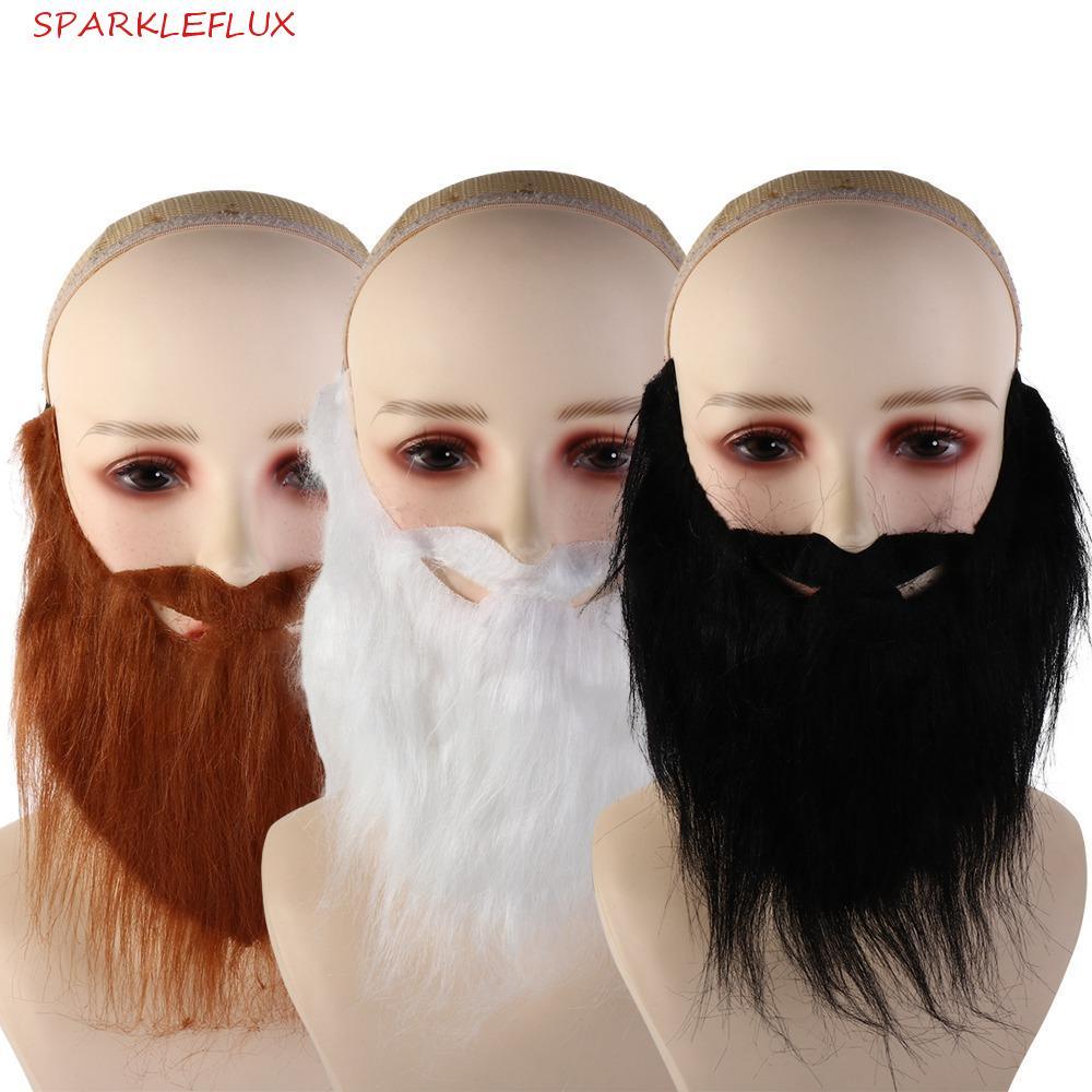 SPARKLEFLUX Râu Giả Thực Tế, Râu Nhân Tạo Lông Tơ Dài Halloween Giả Râu Giả, Râu Giả Nhân Tạo Handma