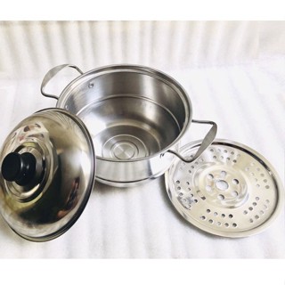 Bộ Nồi Inox Kèm Khay Hấp Cách Thuỷ 20CM. Nồi chuyên hấp cách thủy như bánh bao, xôi... cho mọi nhà . Đức Nhung Store