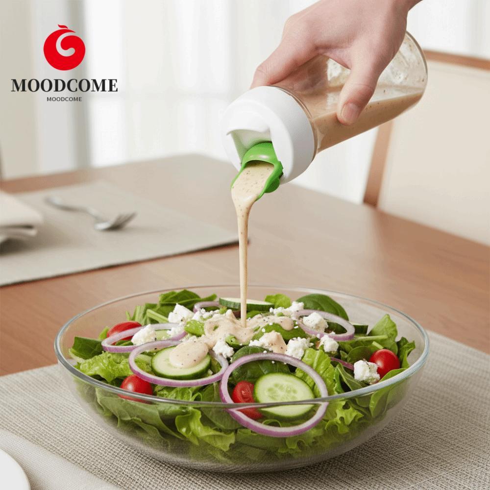 MOODCOME Salad Dressing Chai, Cốc trộn salad trong suốt 500 ML, Di động hiệu quả bằng nhựa cầm tay q