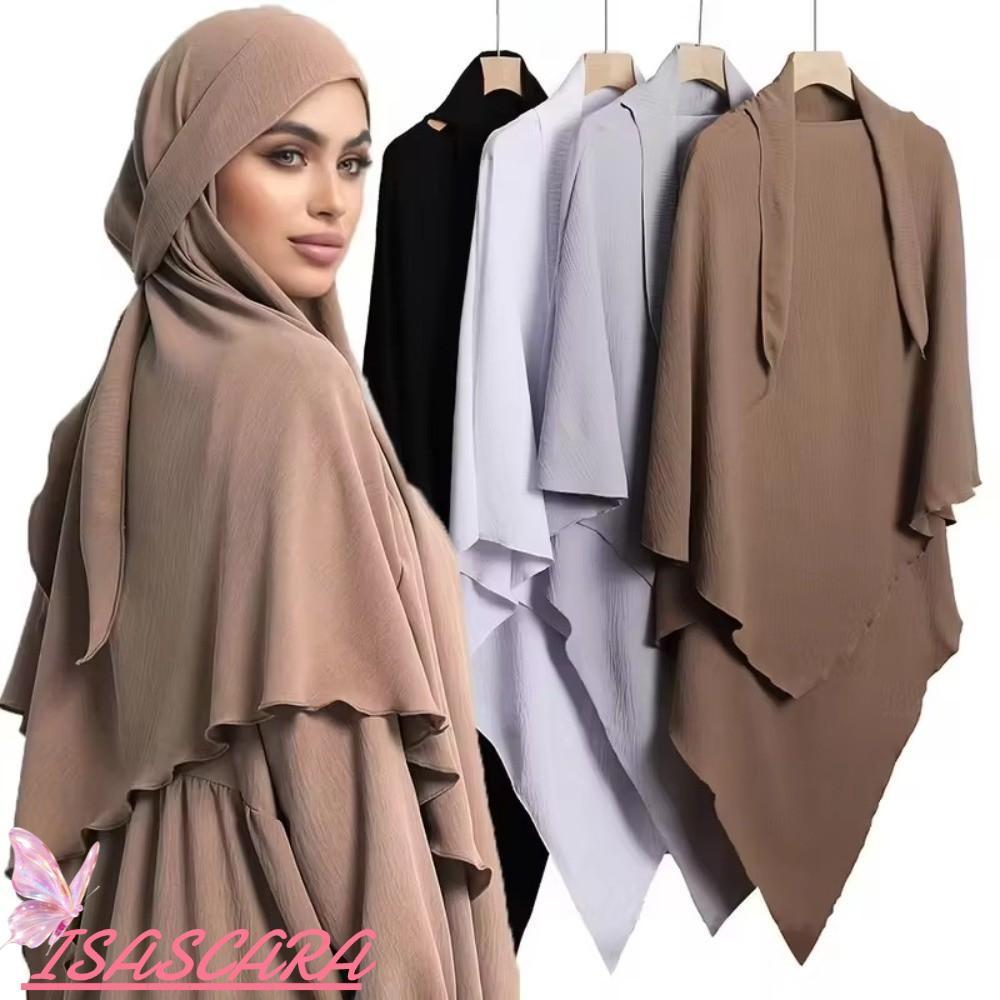 JONY Muslim Head Covering, Hijab dài thanh lịch, Màu trơn để mặc Áo buộc dây thoáng khí Khăn trùm đầ