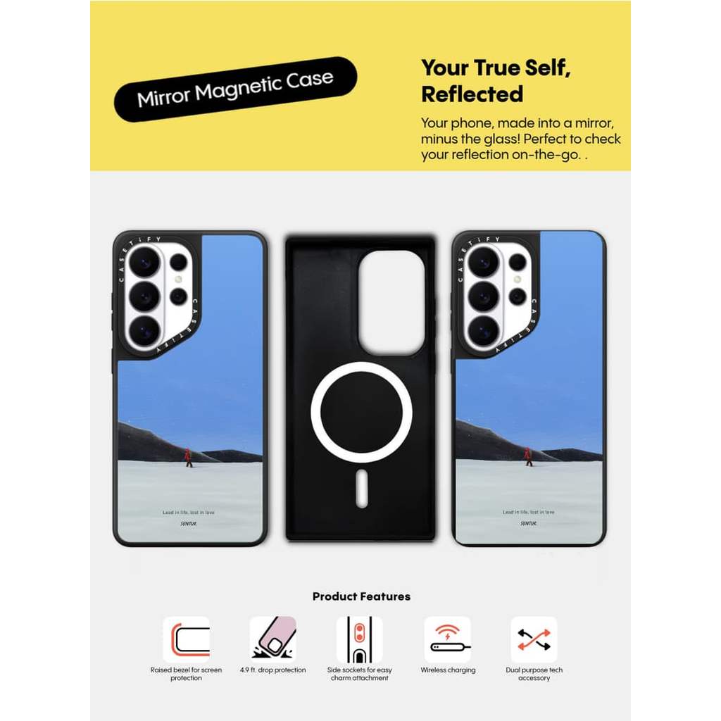 CASECASE X Lead in Life Lost in Love Case Vỏ hút từ tính màu đen mờ Samsung Galaxy S26 Ultra S25 S24