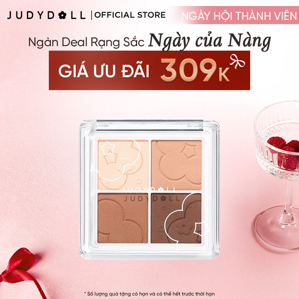 Phấn Mắt 4 Ô JUDYDOLL 4 Shades Eyeshadow Nhũ Lấp Lánh Kèm Màu Lì Dễ Tán Lên Màu Chuẩn Bền Màu Lâu Trôi 5.3g | BigBuy360 - bigbuy360.vn