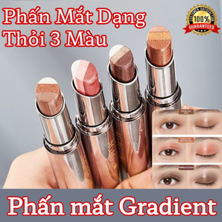 Bút Phấn Mắt 3 Màu Chuyển Sắc Ombre Tông Đất Ánh Ngọc Trai Lâu Trôi Chống Nước Dễ Tán Cho Người Mới