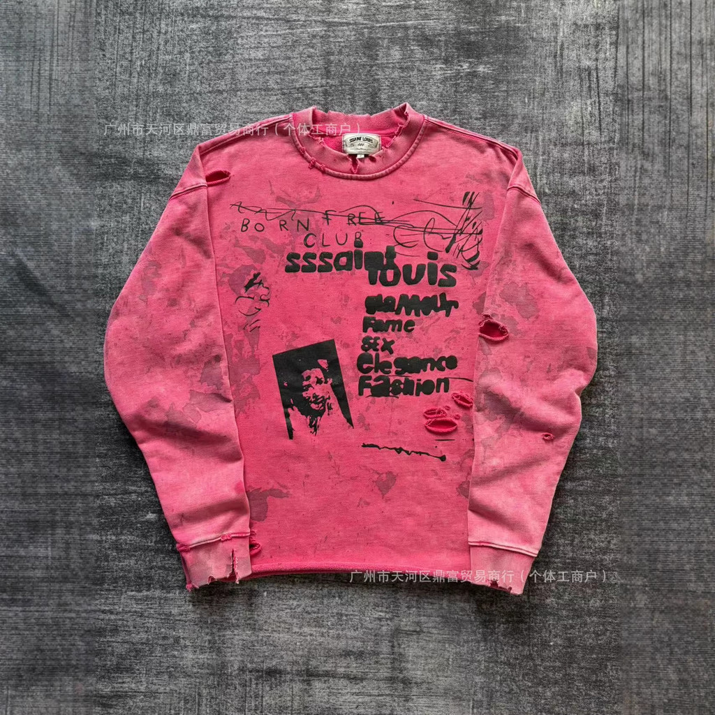 EG6O SAINTLOUIS Mysterious Night Club Exclusive Washed Distressed Long Sleeve T Heavy T-shirt750Gram