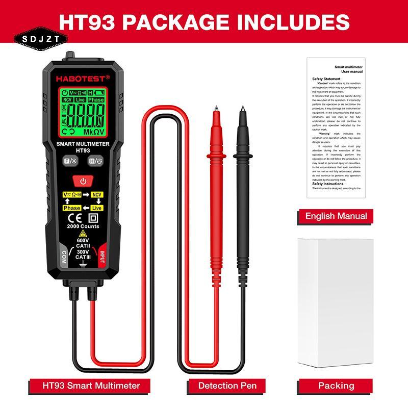 < SDJZT > 1 Cái Máy kiểm tra đo liên tục điện áp AC / DC HT93 Đồng hồ vạn năng kỹ thuật số thông min