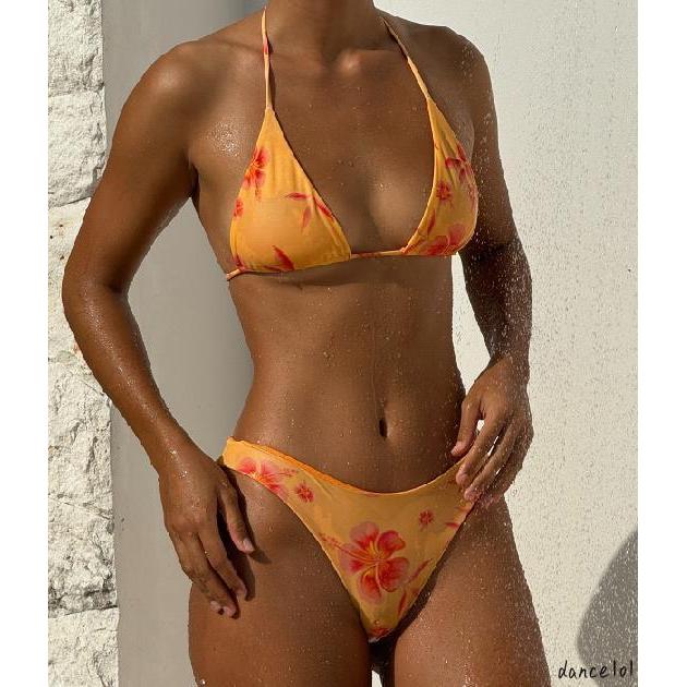 Dance1o1-Áo treo in hoa gợi cảm Bikini hai mảnh