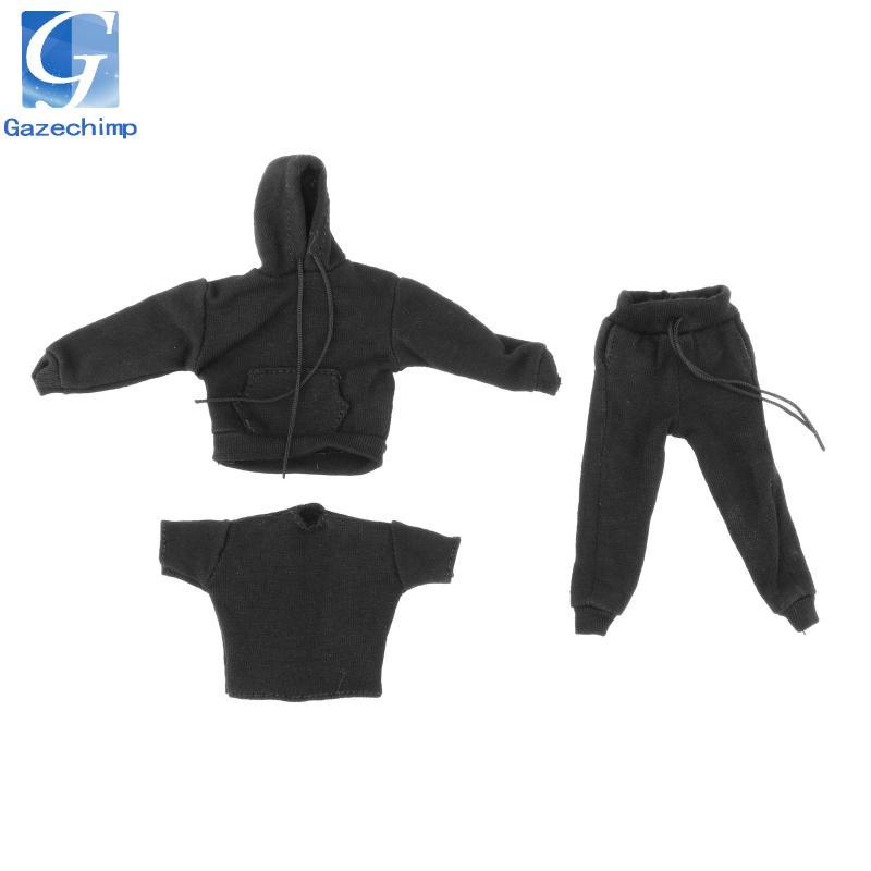 Quần áo tỷ lệ 1: 12 Bộ đồ thể thao Quần áo nam nữ cho 6 "Đen 12in.