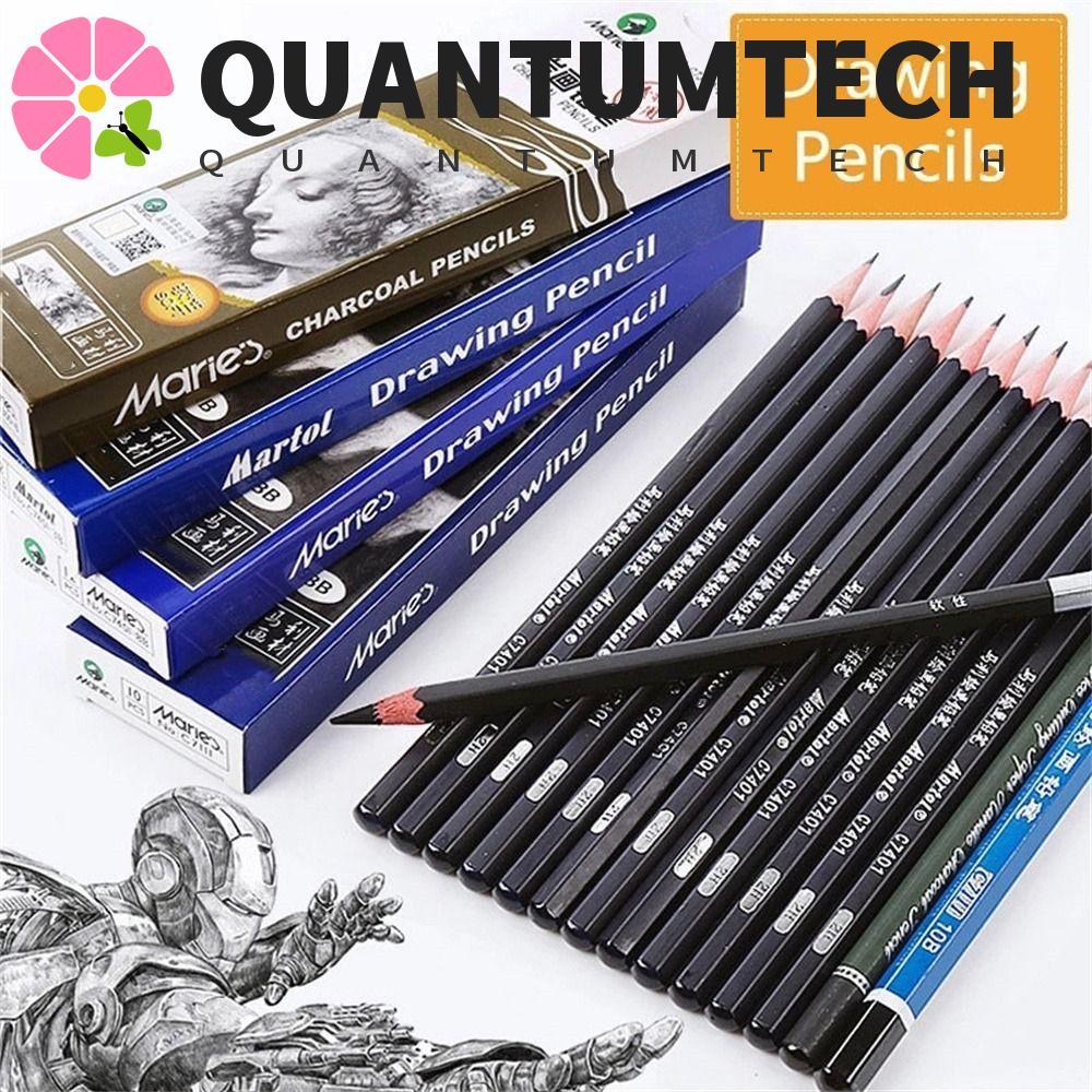 QUANTUMTECH 12 Cái Bút Chì Vẽ Bút Chì Đen 12 Cái / hộp 3B 4B 5B 6B 12B 14B Than Cứng Than Mềm 2B Bút