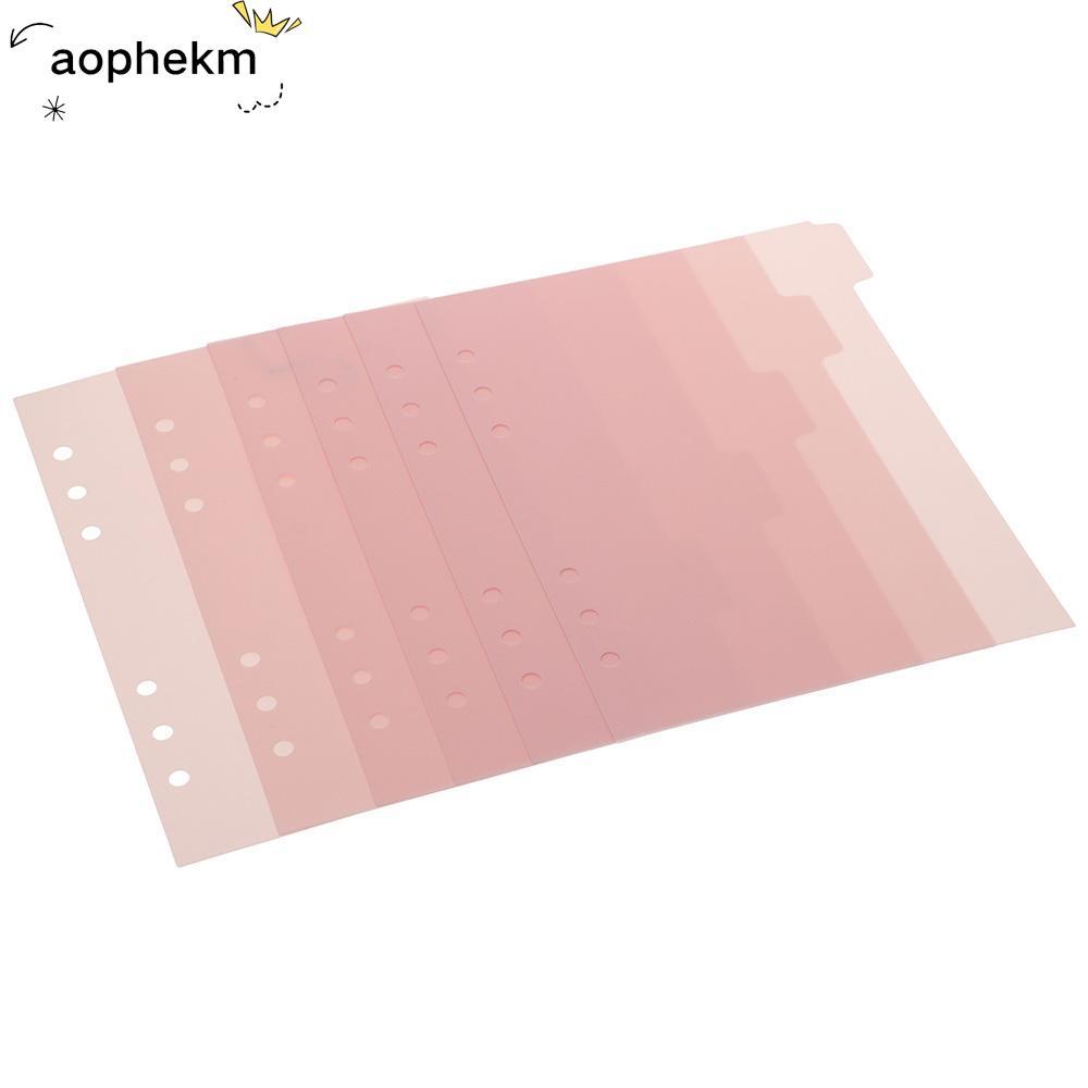 AOPHEKM 6 CÁI Binder Divider, 6 Ring A5 Index Page Tab, Planner Nhựa Hồng 6 CÁI Binder Index Divider