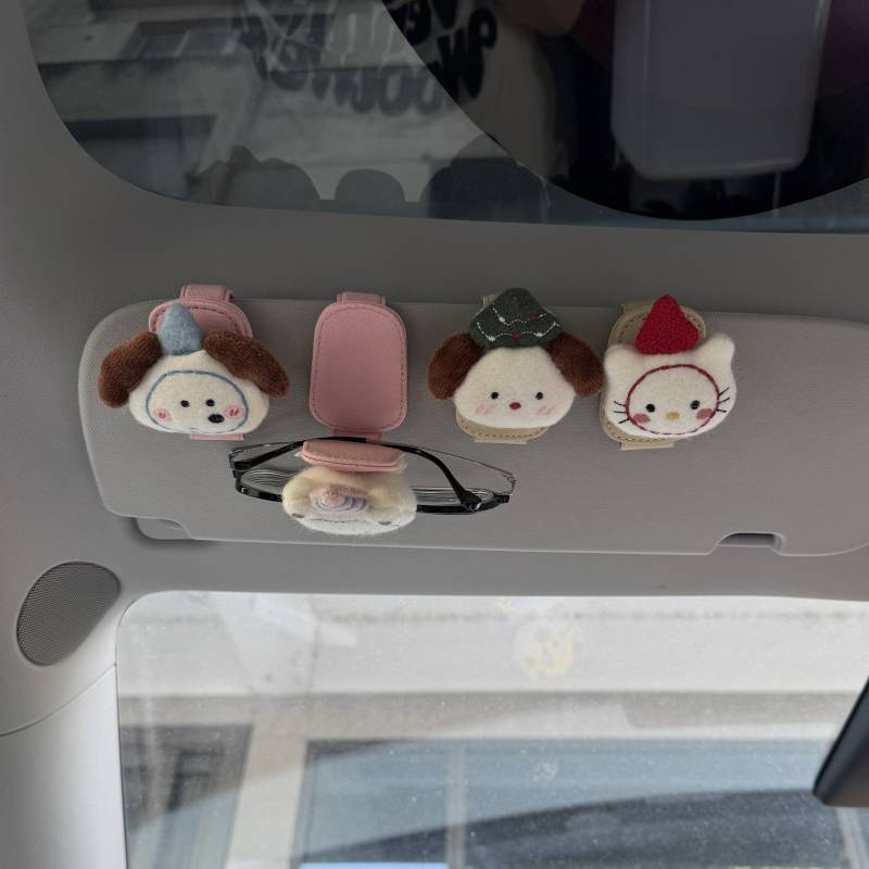 Cashmere Bear Puppy Car Glasses Clip Car Sunglasses Clip Sun Glasses Storage Sun Visor Glasses JpHC
