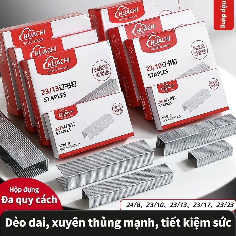Ghim Bấm Giấy - Bộ 10 Hộp Ghim Bấm Tiết Kiệm, 1000 Đinh Ghim Bấm Cho Máy Dập Ghim