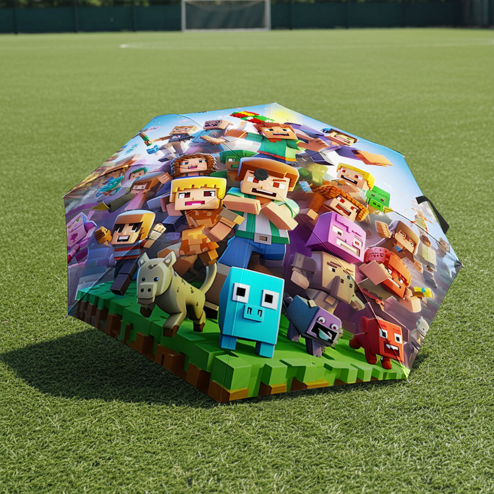 Ô gấp tự động Minecraft Prints - Chống nắng, gió, mưa và tia UV