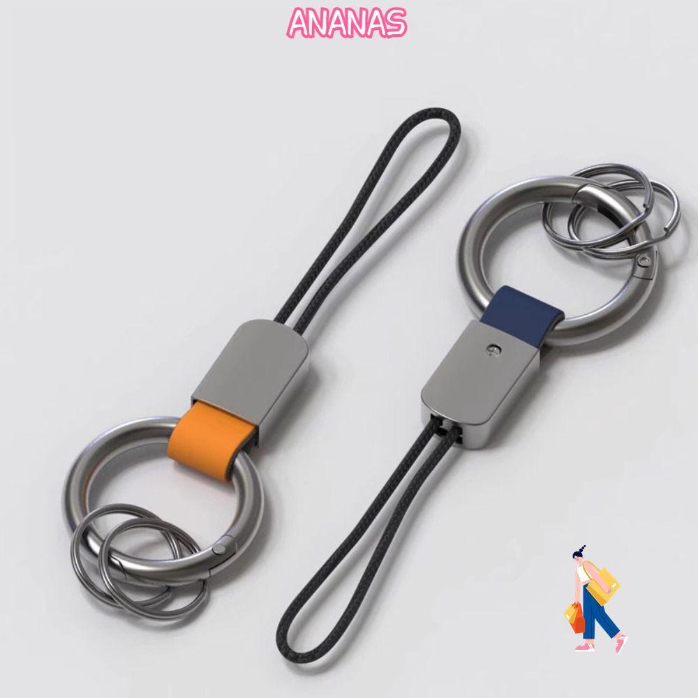 ANANAS Móc Khóa Da Thật Chính Hãng, Dụng Cụ Ngoài Trời Chìa Khóa Phụ Kiện Tự Động Dây Móc Khóa, Phụ 