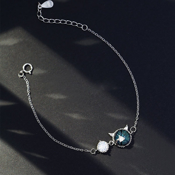 long necklace pendant Vòng tay bạc xanh Jufeng S925 sterling phong cách little devil - thời trang và