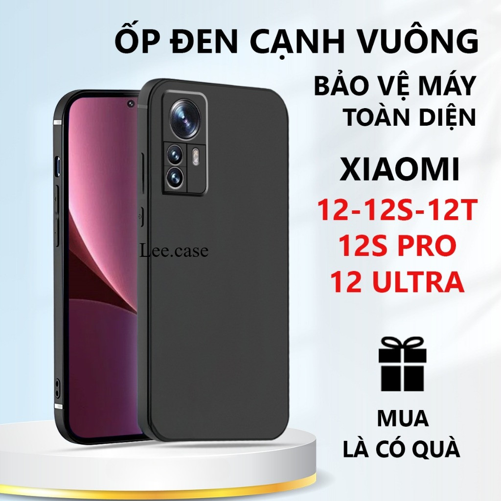 Ốp lưng TPU đen Xiaomi 12/ 12T/ 12S/ 12X/ 12S Pro/ 12S Ultra /12 Lite cạnh vuông, bảo vệ máy toàn di