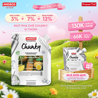 Mứt Pha Chế Thơm - Có miếng trái cây thật - Nguyên liệu pha chế - ANDROS CHUNKY - 1kg