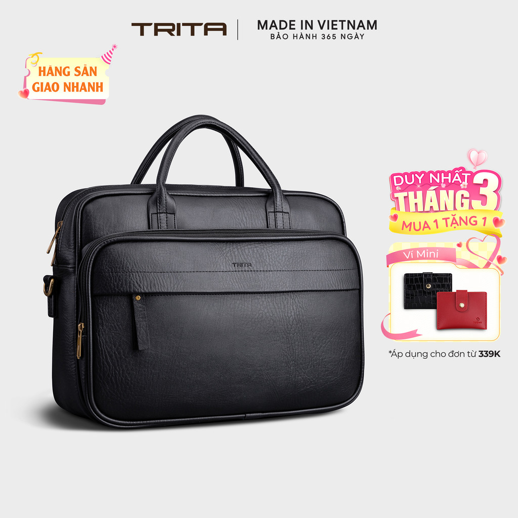 Cặp công sở Trita (Thời trang nam đựng vừa laptop 15 inch - Cặp da TCA10) Bagsmart