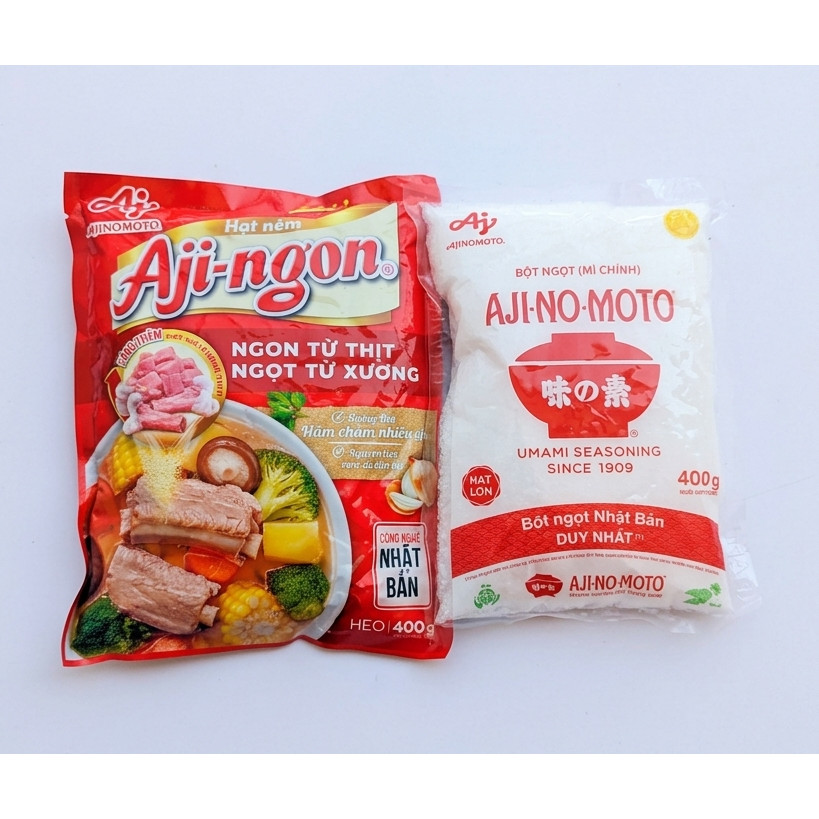 Combo (2 Gói) Gia Vị Ajinomoto Hạt Nêm 400g + Bột Ngọt 400g - Gia Vị Gia Đình Tiện Lợi