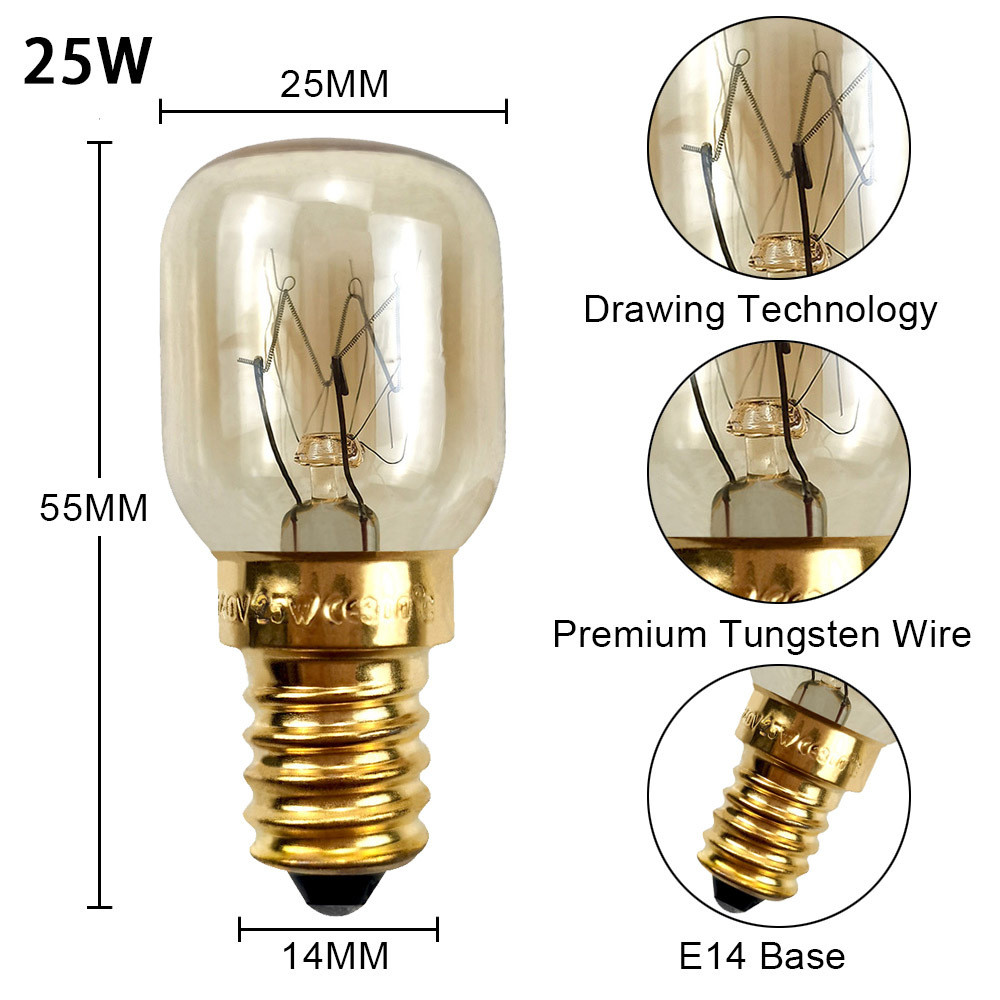 Small light bulb, oven light bulb15W 25W Microwave oven light is resistant to high temperatures E14H