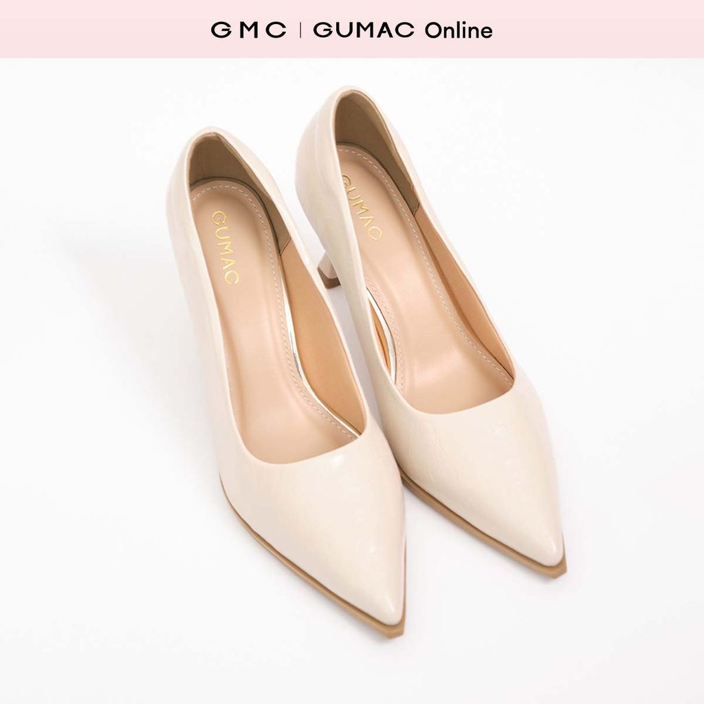Giày cao gót mũi nhọn GUMAC chất da vân mềm thoải mái GF04042