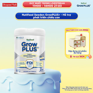 Sữa Bột Nutifood Sweden GrowPLUS+ Cao lớn vượt trội trên 2Tuoi (Bạc) 800g