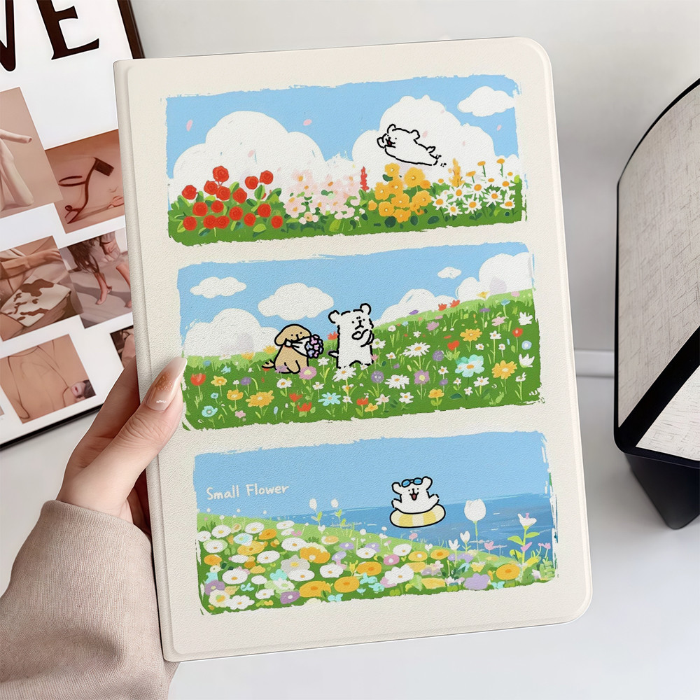 Sẵn sàng vận chuyển Ipad Case Puppy Illustration Pro13 2024 Air5 Gen12 Air7 11 Gen9 10.2 Ipadgen6 9.