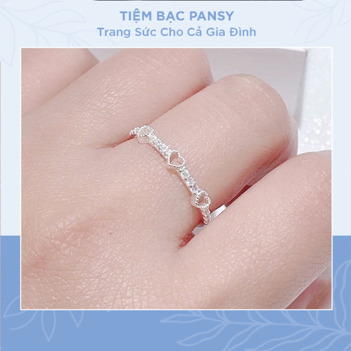Nhẫn bạc nữ PANSY trái tim đính đá lấp lánh nhẹ nhàng - Nhẫn nữ bạc ta xinh xắn