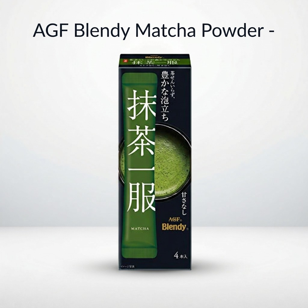 AGF Blendy Matcha Powder - Unsweetened, 4 Sticks x 6 Boxes (7.5g each)
