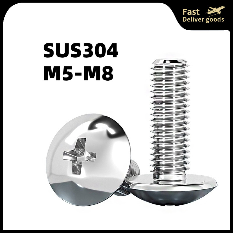 Vít Đầu Dẹt Bằng Thép Không Gỉ 304  M5 / M6 / M8 Chuyên Dụng/Phillips Large Button Head Screw 304 St