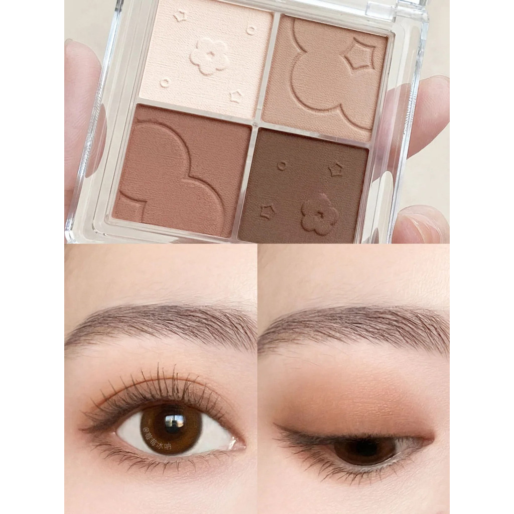 bảng mắt phấn mắt romand Juduo Bảng Phấn Mắt Bốn Màu 30 Trà Sữa Vàng Da Đen Benming Phấn Mắt Màu Đất