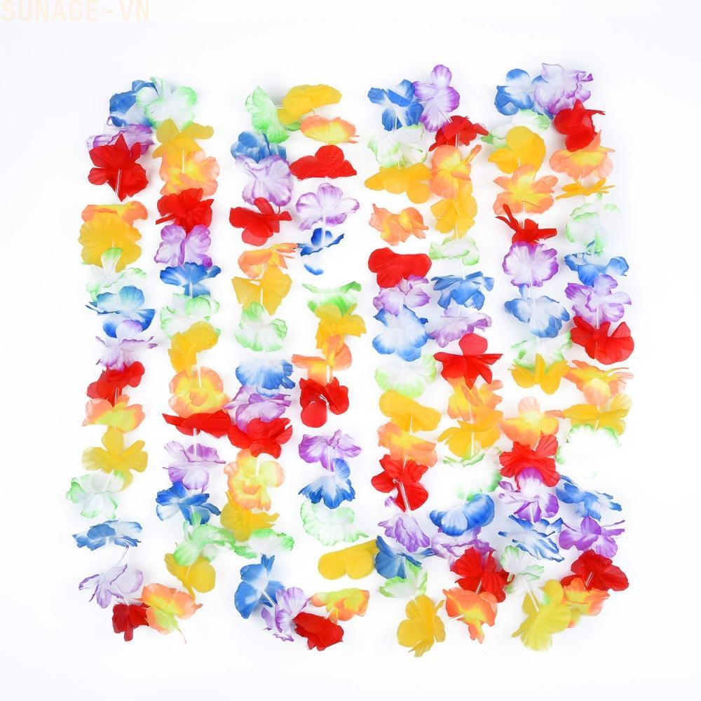 【SUNAGE】10x Hawaiian Garland Necklace Flowers Leis Fancy Dress Party Hawaii Beach Decors【HOT Fashion
