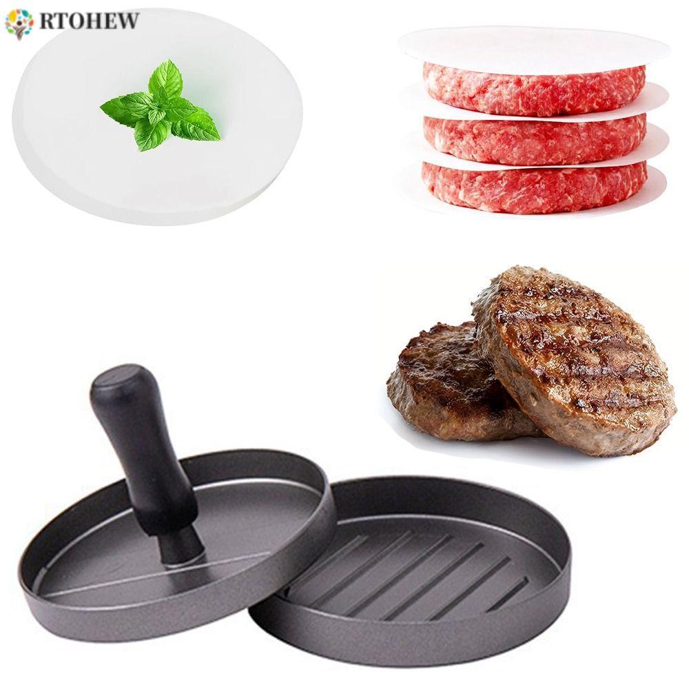 Máy ép thịt Hamburger RTOHEW, Khuôn Hamburger nhôm chống dính, Chuyên nghiệp với 100 Giấy Patty Thép