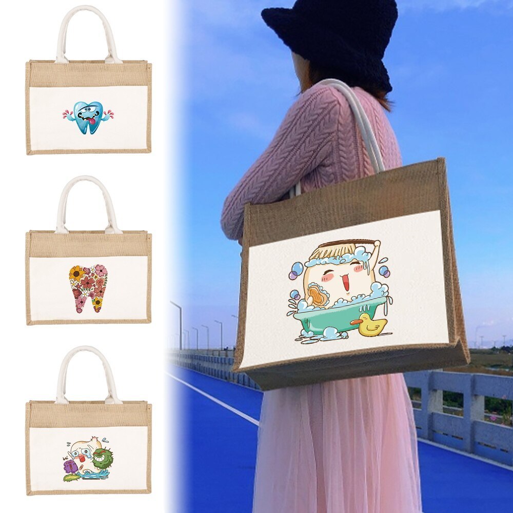 Tote bag Jute Handbag Linen Shoulder Bag Sacks Jute Imitation Sacks Linen Bags Laminated Bags Anime 