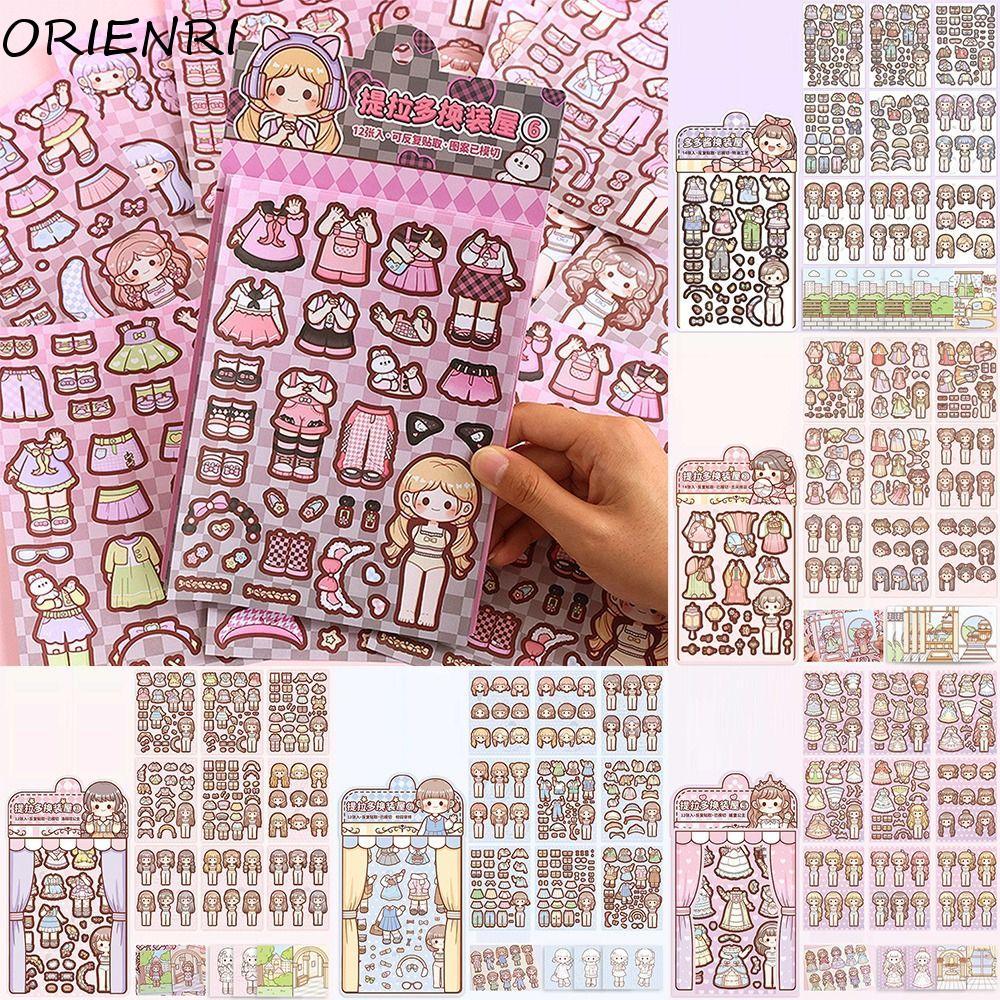 ORIENRI Thay Quần Áo Trò Chơi Dán, Mặc Hàng Ngày Giảm Căng Thẳng Bé Gái Trang Điểm Dán Trang Trí, Sá