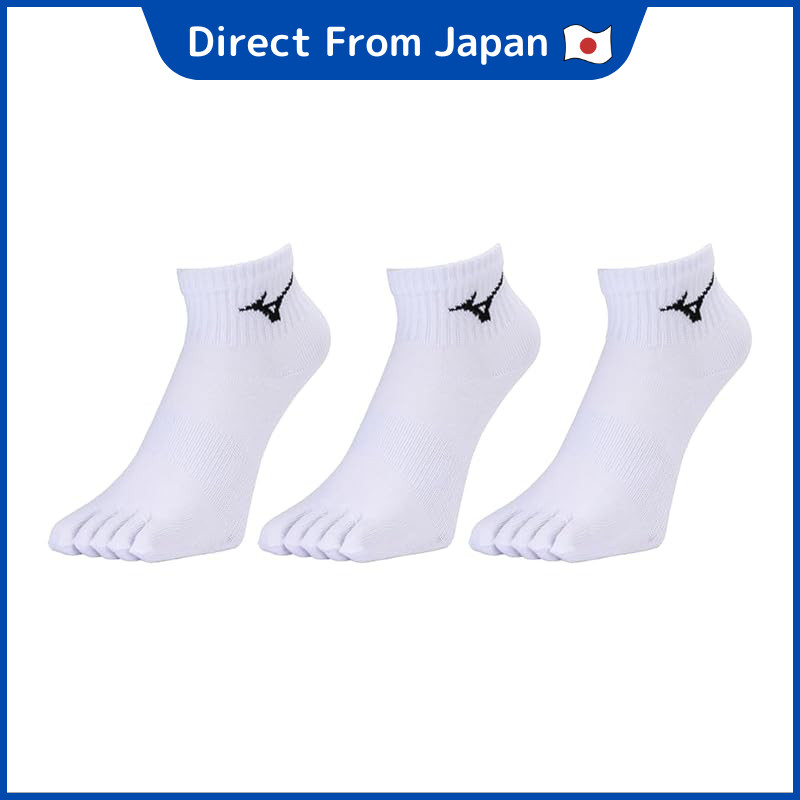 Sports socks set of 3, 5-finger short socks, socks 32JXB202, unisex adult, white/black, size 25-27cm