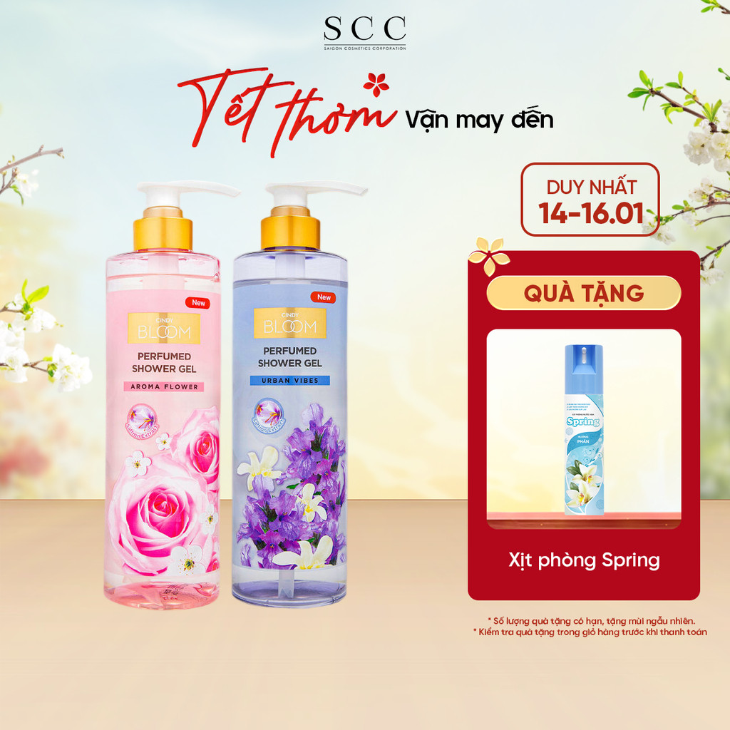 Combo Sữa Tắm Nước Hoa CINDY BLOOM Aroma Flower + Urban Vibes Hương Tự Tin Cuốn Hút 640g/chai