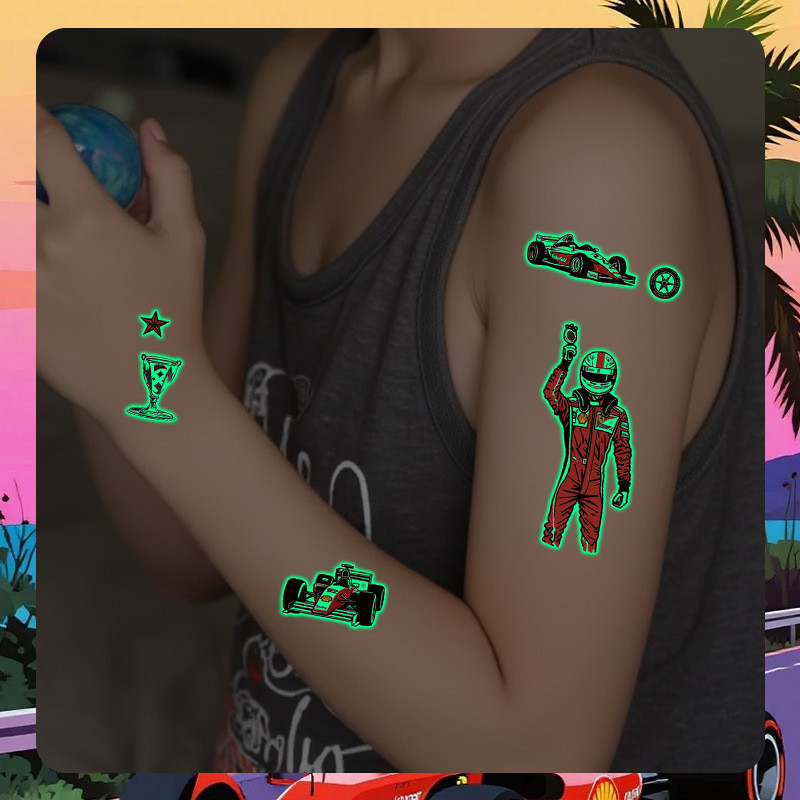 Dán Hình Xăm Dạ Quang Racing Series - Chống Thấm Nước, Bền Vững, Thể Hiện Đam Mê Tốc Độ