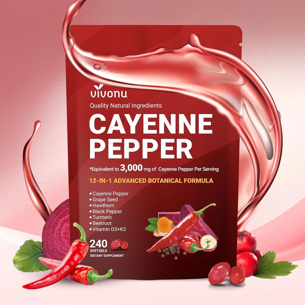 ❈ ❈ ❈ ❈ ❈ 🍎 VivoNu Cayenne Pepper Softgels Bổ sung, ❈ ❈ ❈ ❈5265470117