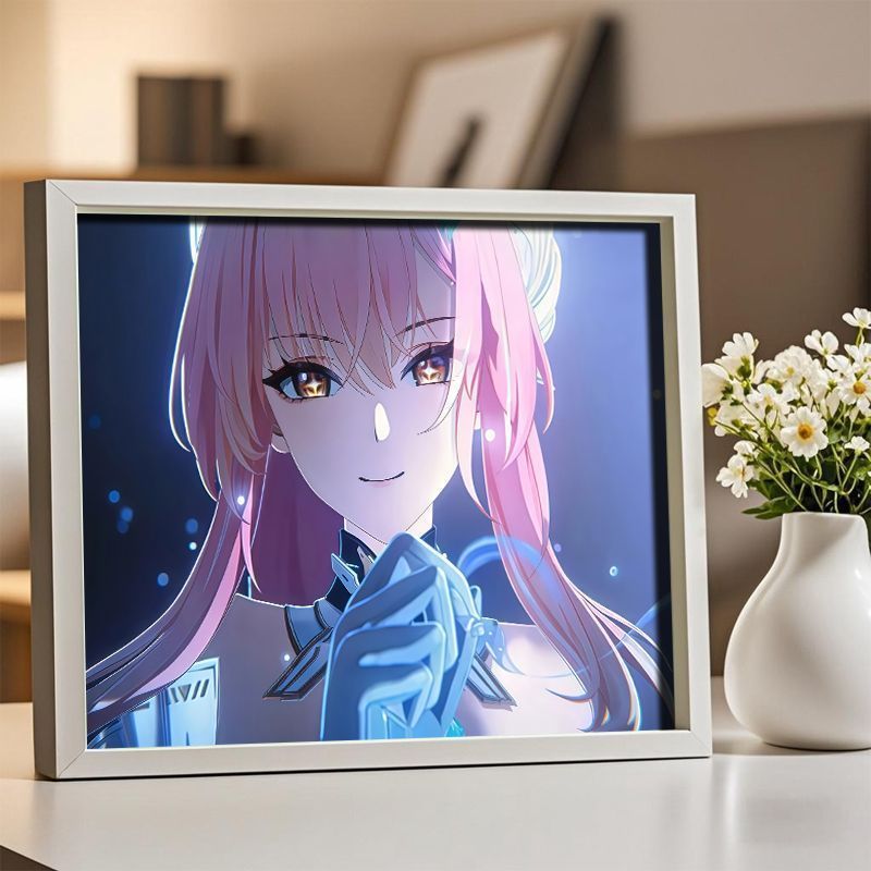 Sóng gió hú / Emis / Emis Emis Hồng Lông Cô Gái HD Khung Ảnh Bàn Trò Chơi Quạt Ngoại Vi Trang Trí Qu