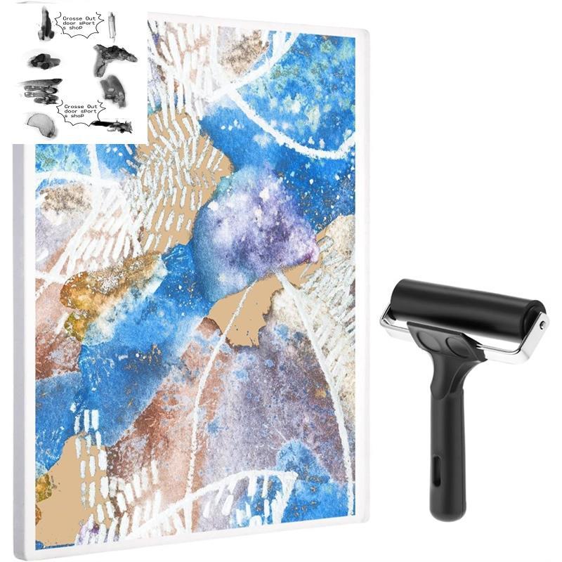 Tấm in gel Tấm nghệ thuật 8 "X 10" A4 với tấm in hình con lăn cao su, tấm gel, in