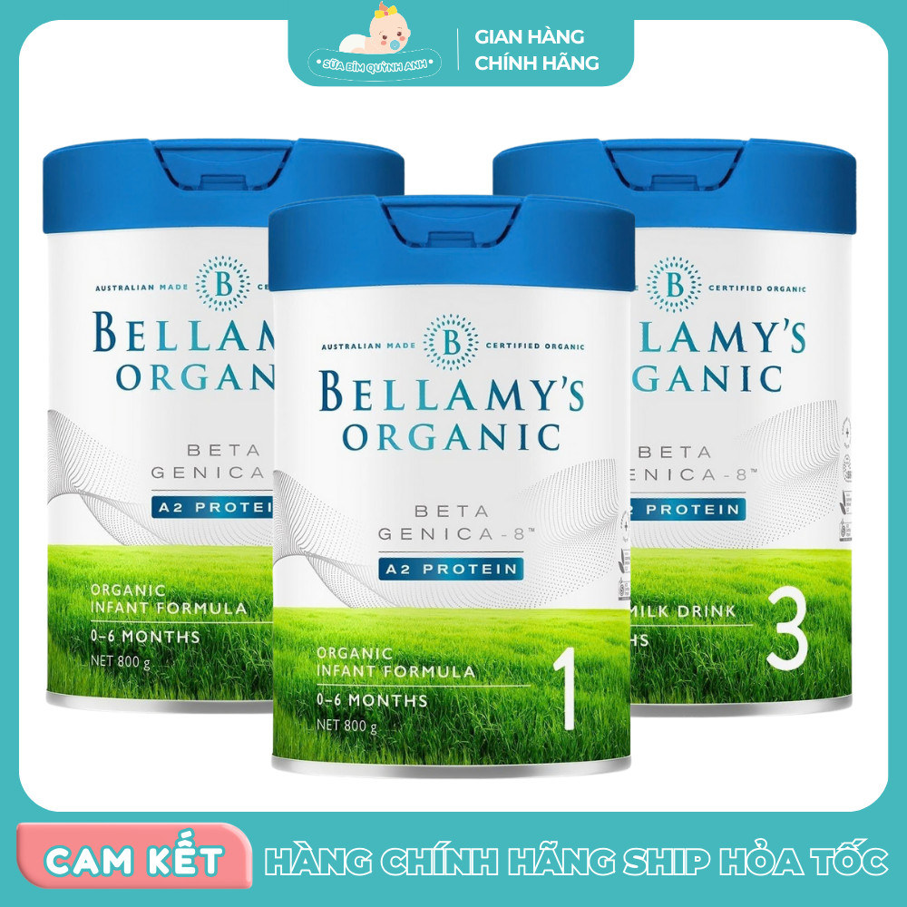 (DEAL COMBO GIẢM GIÁ 2,3,5 LON) Sữa Công Thức Bellamy's Organic A2 Cho Bé Số 1, 2, 3, 4 (800g) - Vẫn Kèm Quà Nha Các Mom