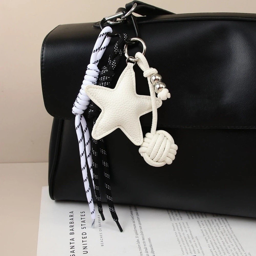 HOBBYHUB Mặt dây chuyền hình ngôi sao và bóng, Ngôi sao năm cánh Handmade Nút thắt trái tim tình yêu Móc khóa, Túi da PU Mặt dây chuyền Túi xách nữ trang trí | BigBuy360 - bigbuy360.vn