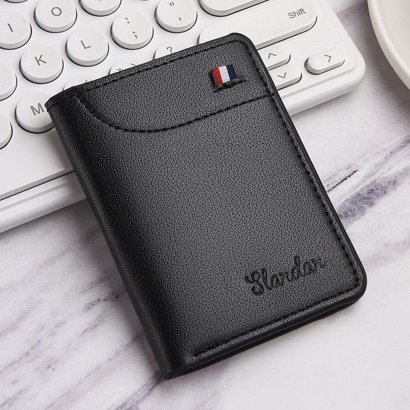 Premium In-Stock#Men's Vertical Wallet Coin Purse Trendy Large Capacity Card Holder Ultra-thin ID Ho