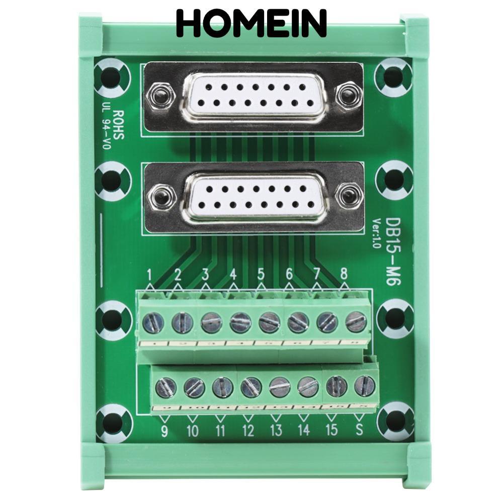 HOMEIN DB15 DIN Rail, Mô-đun giao diện gắn trên đường ray hai đầu nữ DB15-M6 DIN, Bảng kết nối DIN R