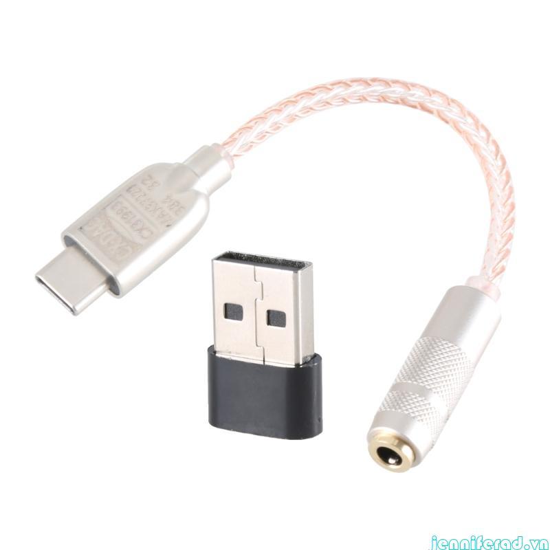 Jenniferad USB Type C DAC sang 3 5mm 32bit 384kHz Bộ chuyển đổi âm thanh kỹ thuật số PCM cho điện th