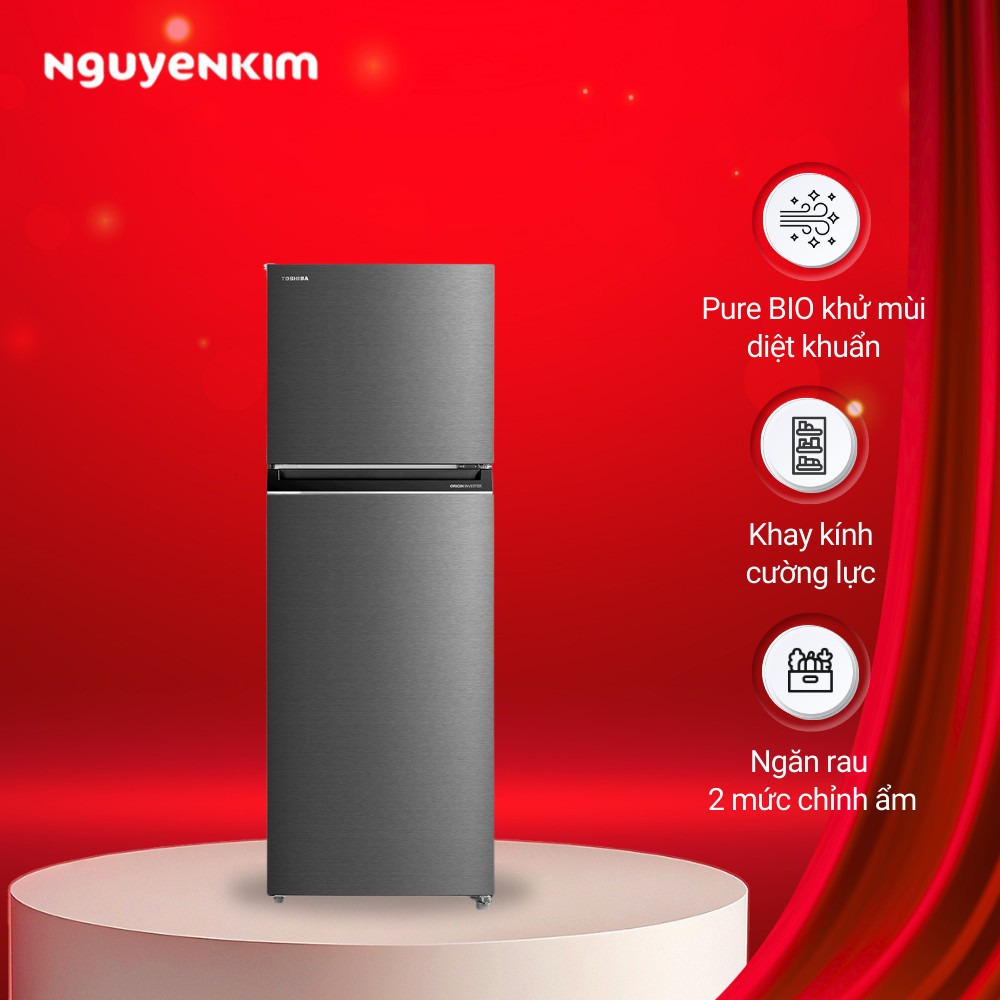 Tủ lạnh 2 cánh Toshiba Inverter 338 lít ngăn đông trên GR-RT468WE-PMV(58)-MM