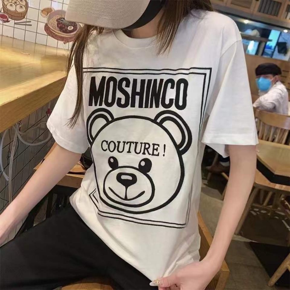 Moschino Áo Thun Nữ Cotton Nguyên Chất, Phù Hợp Dạo Phố Và Mặc Cặp Đôi