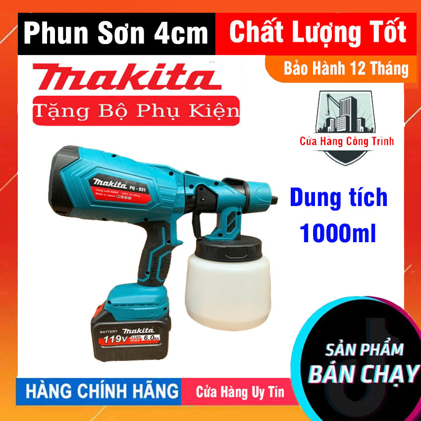 [KHO TỔNG MAKITA ] Máy phun sơn pin chân pin 4cm, Máy sơn điện pin makita 21V có hộp đựng 1000ML，phu