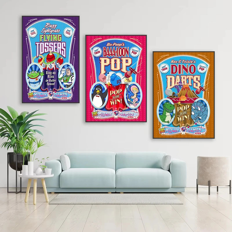 Disney Buzz Lightyear Woody Phim Poster Câu Chuyện Đồ Chơi Cổ Điển In Hình Woody Buzz Lightyear Tran