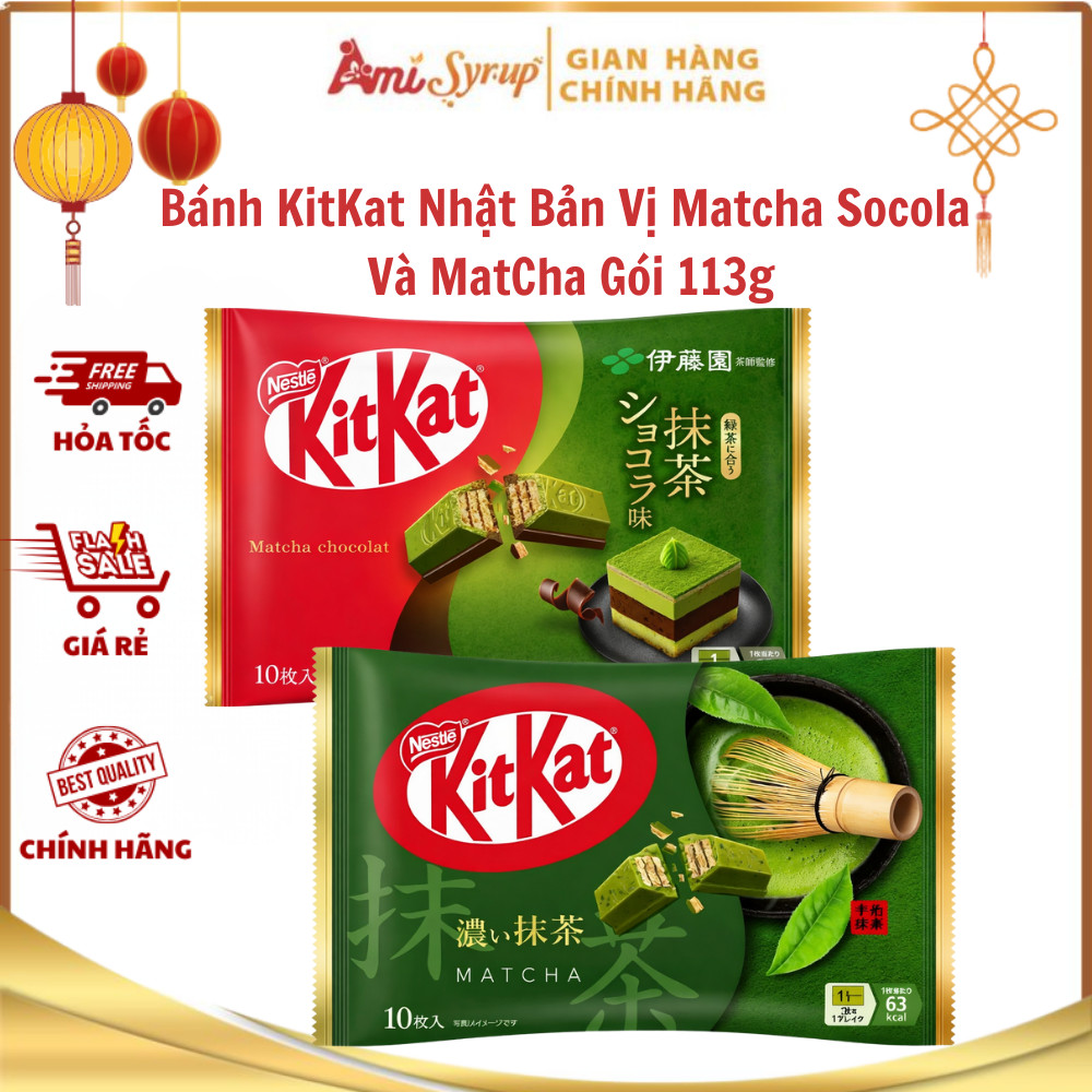 Bánh KitKat Nhật Bản Vị Matcha Socola Và MatCha Gói 113g, Tinh Hoa Trà Xanh Thơm Ngon Giòn Tan